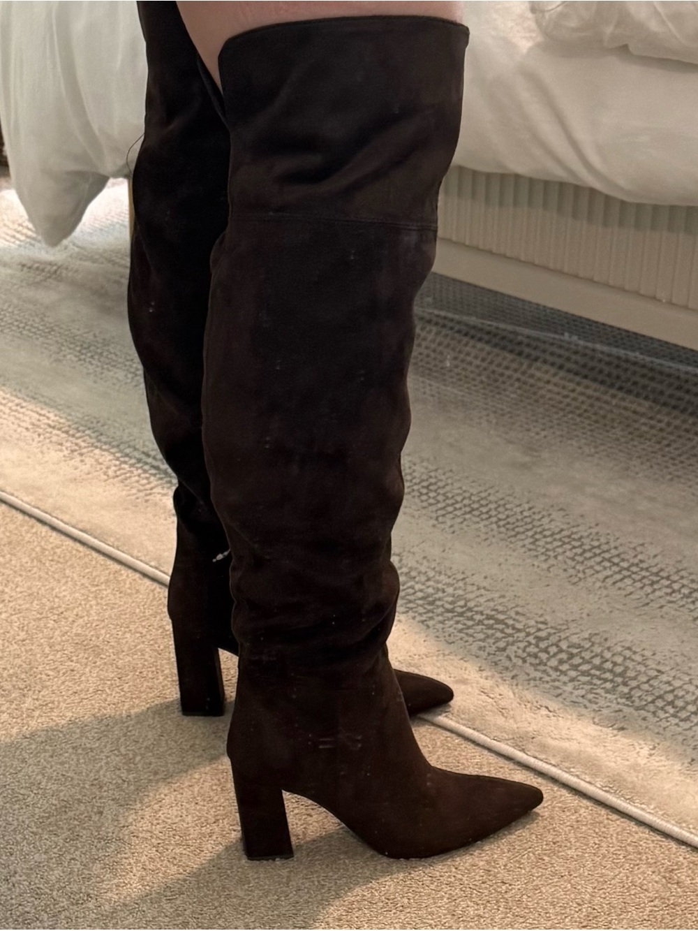 Marc Fisher Black Suede Over-the-Knee Pointed Toe Boots